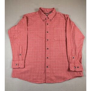 Orvis Luxury Flannel Shirt Mens XL Classic Fit Plaid Button Up Red